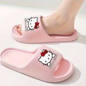 Resim Sanrio for hello kitty Kadınlar için Yumuşak EVA Terlikler - Sevimli Karikatür Tasarımı, Kaymaz İç Mekan Banyo ve Duş Ayakkabıları, Tüm Mevsimler Konforu, Pembe Kırmızı Kurdele ile, Rahat Ev Terlikleri | Eğlenceli Tasarım | EVA Üst Malzeme 