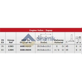 Resim Gunes 1393-1394 Subap Takımı Doblo 1,9 Jtd In 4 / Ex 4 
