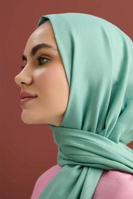 Resim İmannoor Zincir Kare Pamuk İpek Şal70x210 241-3002 Yeşil 
