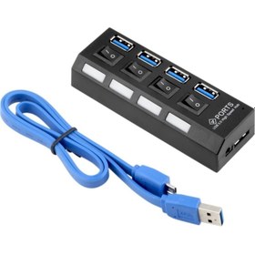 Resim Alfais 5134 4 Port USB 3.0 2.0 Hub Çoğaltıcı Çoklayıcı Switch Splitte 