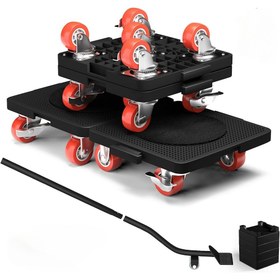 Resim 4 Kaydırıcı ve Kaldıraçlı Ağır Hizmet Tipi Mobilya Kaldırma Kiti - 360° Dönebilen Tekerlekler, 657.71 KG Kapasite, Dayanıklı ABS & Çelik, Kolay Koltuk, Dolap ve Buzdolabı Taşıma İçin - Zemin Koruma Dahil 
