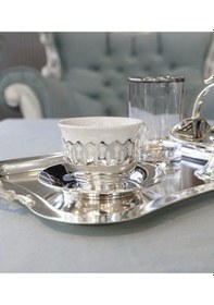 Resim Gümüş Kaplama Dantel Detaylı Fincan Seti 