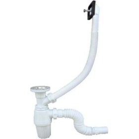 Resim Gama Taslı Evye Sifonu Taşmalı Körüklü Derin Dik Taşma Koku Önleyicili 