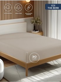 Resim %100 Pamuklu Lakost Örgü Lastikli Çarşaf Tek/çift Kişilik Lastikli Çarşaf Bej 