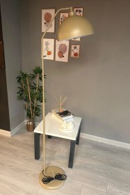 Resim Bej Lambader Hareketli Başlık Modern Dekoratif Metal Oturma Odası Çalışma Odası Zemin Lambası Bej 