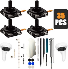 Resim iParto Oculus Quest 2 Kumandası için 4 Paket Joystick Yedeği Meta Quest 2 Sol/Sağ Joystick Analog Vidalı, Parmak Çubuğu Kapakları, Aletler 