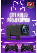 Resim Çift Kollu Projeksiyon Taşınabilir Game Projektör Full Hd 1080p 4k Projeksiyon Gamepad 