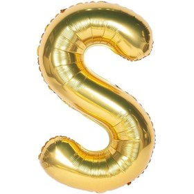 Resim Folyo Balon S Harfi Helyum Balon 100 Cm Gold Renk - S Harf Balon - Harf Folyo Balon Altın Gold Harf Çok Renkli 