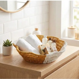Resim Çiçek Model Çift Renkli Plastik Rattan Ekmek Ve Meyve Sepeti - Çok Amaçlı Banyo Ve Mutfak Düzenleyic Çok Renkli 