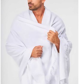 Resim ars aras home textile Lüks Erkek Hac Umre İhram Takımı 110x210 cm -Yumuşak Beyaz Pamuk (İç Göstermez&Çantalı) 