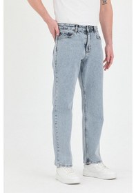 Resim Polo State Erkek Baggy Fit Kot Pantolon Kar Yıkama Açık Gri Melanj 