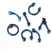 Resim Mavi Bayan Erkek Çelik Kaş Burun Kulak Çene Piercing Ec83Mv (478253317) 