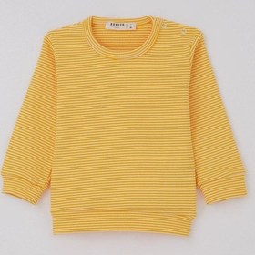 Resim Breeze Erkek Bebek Pijama Takımı Omuzdan Patlı Rib Çizgili 4 Ay-1 Yaş, Sarı 