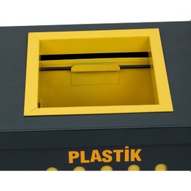 Resim 3'lü Fırın Boyalı Paslanmaz Metal Sıfır Atık Kutusu Geri N11.153 