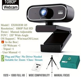 Resim Xuweiwei Exhqdr 1080p Full Hd Usb Webcam Manuel Odaklı Pc Camera Uzaktan Çalışma İçin Dizüstü Masaüstü Mac Geniş Açı Video Konferans 