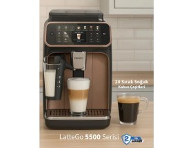 Resim Philips 5500 Serisi Lattego Tam Otomatik Espresso Makinesi - Gri - 20 Soğuk-Sıcak Içecek - Silentbrew +2kg Kahve EP5544 
