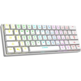 Resim Rampage KB-RX63 B-Atom Beyaz Bluetooth Rgb Backlight Red Swıtch Mekanik Q 63 Tuşlu Mini Gaming Oyuncu Klavyesi 