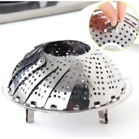Resim Katlanabilir Paslanmaz Çelik Buharlı Sebze Pişirici Sepet Aparatı 
