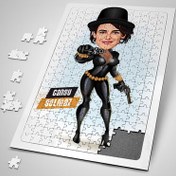Resim Silahlı Deri Kıyafetli Kadın Karikatürlü Puzzle 