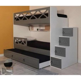 Resim Nada Yarı MDF Membran Kaplı 3 Lü Yavrulu Ranza -Ücretsiz Kurulum 