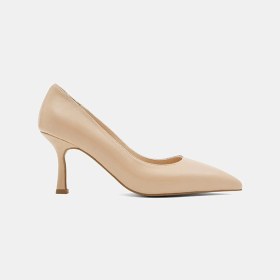 Resim Desa Kadın Ten Sivri Burunlu Klasik Deri Stiletto 