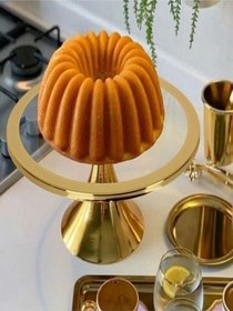 Resim Gold Yuvarlak Kek, Kurabiye Ve Ayaklı Pasta Standı 
