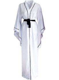 Resim BEYAZ YARASA KOL SİYAH BİYELİ KİMONO - S / Maxi Boy (130 cm) 