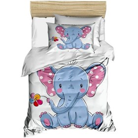 Resim Dijital Baskılı 3d Pamuklu Yenidoğan Bebek Nevresim Takımı Cute Elephant 
