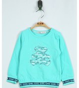 Resim Toontoy Kız Bebek Ayıcık Baskılı İnce Tişört Mint Yeşili 