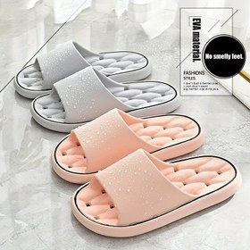 Resim Unisex EVA Terlikler, Su Geçirmez Kaymaz Banyo Terlikleri, Sessiz Ev Otel Ayakkabıları, Şık Dört Mevsim Rahat Ayakkabılar, Düz Renk, Yuvarlak Burun, Günlük ve Su Sporları Kullanımı İçin Kolay Giyilebilir Tasarım 