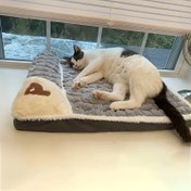Resim 1 adet Rahat Kedi Yatağı, Dört Mevsim Evrensel Pet Matı, Çıkarılabilir Uyku Yuvası, Çıkarılabilir Yıkanabilir Kapak, Yumuşak Polyester Elyaf, Kediler için Sırt Koruma 