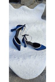 Resim ESLEM AYAKKABI KADIN GRİ SATEN 9 CM TASLI ABİYE AYAKKABI 