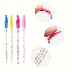 Resim 10/20/30'lu Çok Amaçlı Renkli Kaş Fırçaları, Kristal Spiral Kirpik Uzatma Fırçaları, Hipoalerjenik Plastik Makyaj Fırçaları Kirpikler ve Kaşlar için 