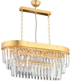 Resim Luxira Aydınlatma Linda Yemek Masası Gold Kristal Taşlı Avize 