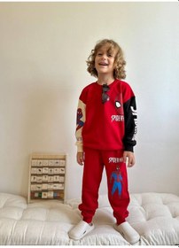 Resim Jolly Kids Erkek Çocuk Karakter Baskılı Blok Renkli Sweatshirt Takım Kırmızı 