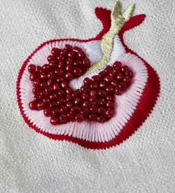 Resim Boncuk Detaylı Beyaz Narlı Peçete - Beyaz 