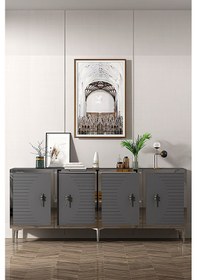 Resim Ka1801as Tuna Konsol, Tv Sehpası Antrasit-sılver 180cm Antrasit/koyu Gri - Sılver 