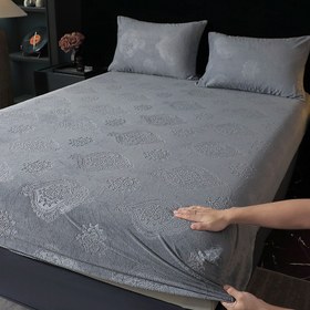 Resim 1 adet Lüks Kalın Sliky Fiber Kumaş Uyumlu Çarşaf - Yumuşak, Rahat, Hipoalerjenik, Makinede Yıkanabilir, Geometrik Çiçek Deseni, Yatak Odası, Misafir Odası ve Otel Kullanımı İçin Derin Cep Tasarımı, Yastık Kılıfı Dahil Değil, Otel Yatak Takımı | Zarif Yatak Takımı | Yumuşak Dokulu 