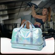 Resim Büyük Kapasiteli Hafif Seyahat Duffel Çantası, Omuz Askıları ve Fermuar Kapanışı ile - Yoga, Giysiler, Ayakkabılar ve Aksesuarlar için Dayanıklı Spor ve Hafta Sonu Seyahat Çantası (Karışık Renkler), Seyahat Çantası, Hafta Sonu Seyahat Aksesuarı, Şık Seyahat Ekipmanı, Kolay Temizlenebilir Malzeme 