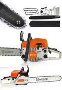 Resim wüber Germany ProX Benzinli Zincirli Ağaç Odun Dal Kesme Motorlu Testere Hızar Turuncu Beyaz 8500 Rpm 