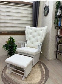 Resim Asedia Mama Puflu Lake Teddy Krem Minderli Sallanan Emzirme Koltuğu 