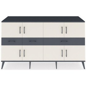 Resim Hyperion Konsol 5 Raflı 3 Çekmeceli 8 Kapaklı 176x44x99 Antrasit- Antrasit-aytaşı/antrasit 