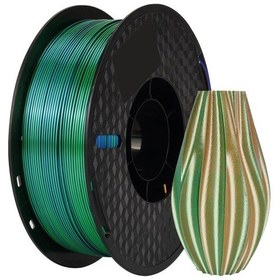 Resim Üç Renkli Silk Pla Filament Mavi, Yeşil, Turuncu Canlı Parlak Renk Geçişi 1.75mm 1 Kg 