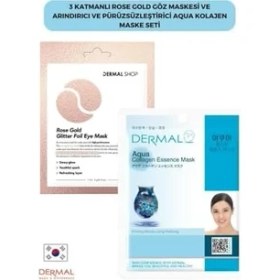 Resim Vuralsin38 Dermal 3 Katmanlı Rose Göz Maskesi ve Arındırıcı ve Pürüzsüzleştirixci Aqua Maske Seti 