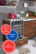 Resim Kenzlife Ankastre Modülü Kabini Argon 85*60*56 Cvz Fırın Ocak Dolabı Çekmeceli Sabit Tabla 