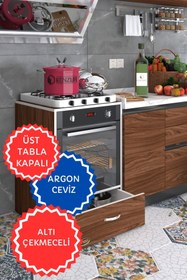 Resim Kenzlife Ankastre Modülü Kabini Argon 85*60*56 Cvz Fırın Ocak Dolabı Çekmeceli Sabit Tabla 