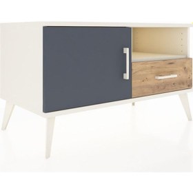 Resim Hyperion Şifonyer 2 Raflı Tek Çekmeceli Tek Kapaklı 88x44x48 Aytaşı-antrasit/çam Antrasit/çam 