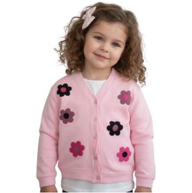 Resim Ercahome tekstil Pembe merserize çiçekli kız çocuk hırka 