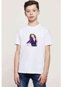 Resim Selena Gomez Baskılı Unisex Çocuk Beyaz T-Shirt 