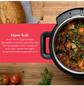 Resim Smart Pot 9'u 1 Arada Elektrikli Düdüklü Tencere, Yavaş Pişirici, 6l Siyah 